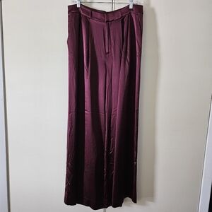 Banana Republic Burgundy Wide-Leg Silk Pants. NWOT. Size 14
